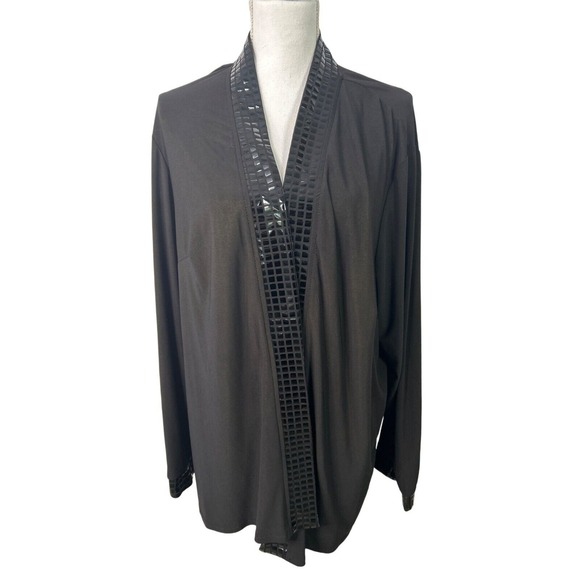 Blue Sage Cardigan Duster Womens Black Open Front Office Career Academia Size 2X - Picture 1 of 9